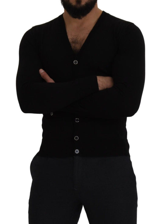 Dolce & Gabbana – Schwarzer Cardigan aus Wolle mit Knopfleiste