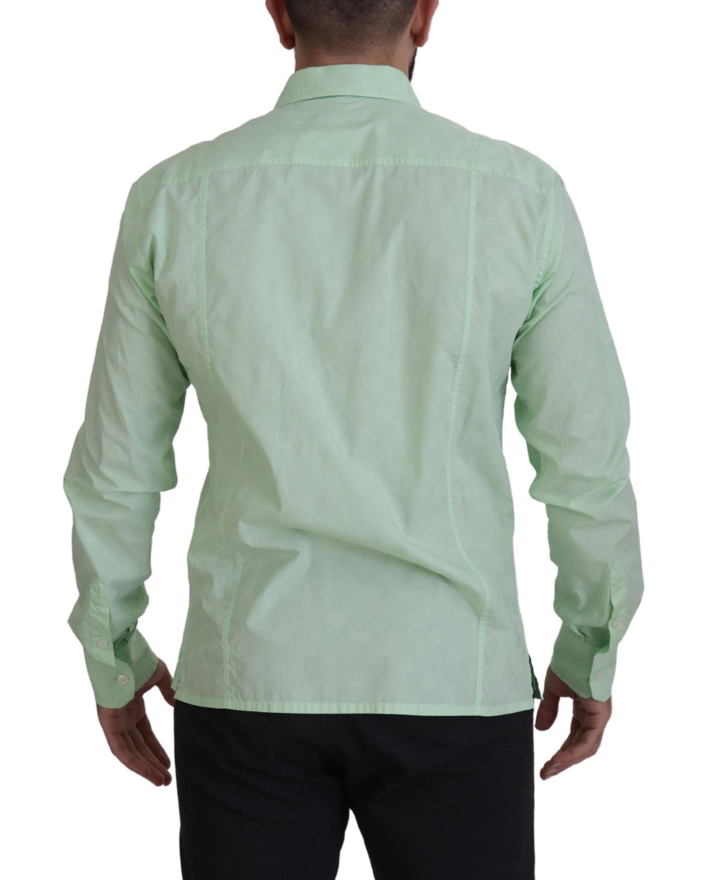 Dolce & Gabbana – Mintgrünes, langärmliges Button-Down-Hemd