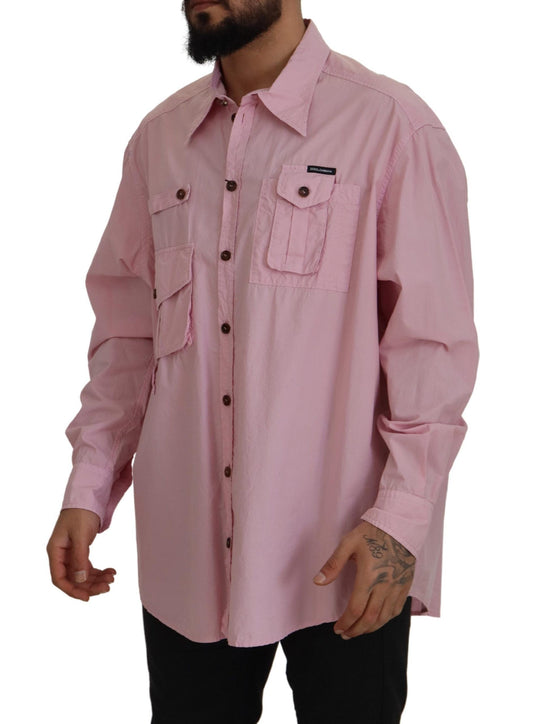 Dolce & Gabbana – Lässiges, langärmliges Button-Down-Hemd in Rosa