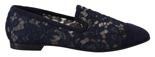 Dolce & Gabbana – Slipper mit Blumenspitze in Blau
