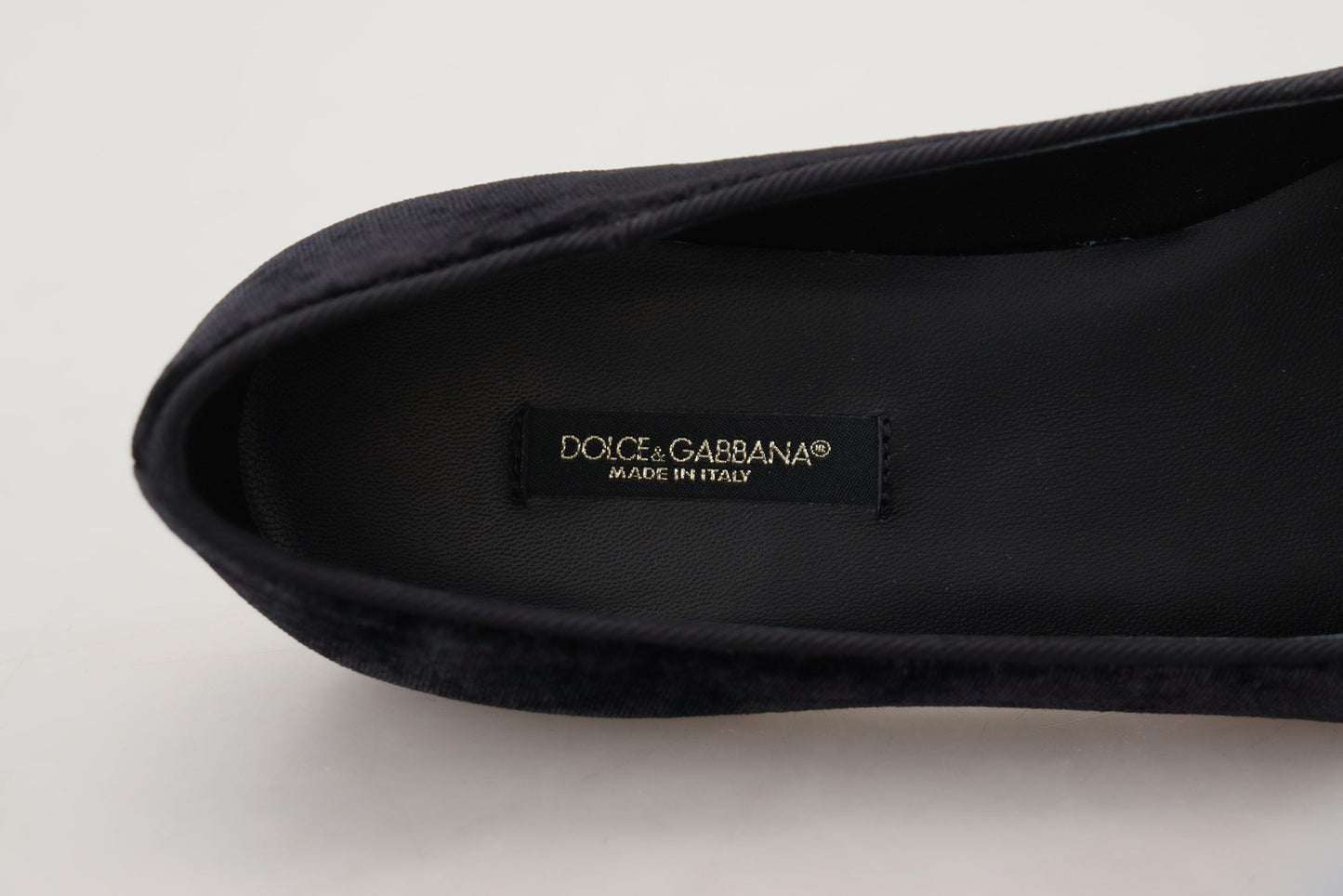 Dolce & Gabbana – Slipper aus schwarzem Samt, flache Schuhe