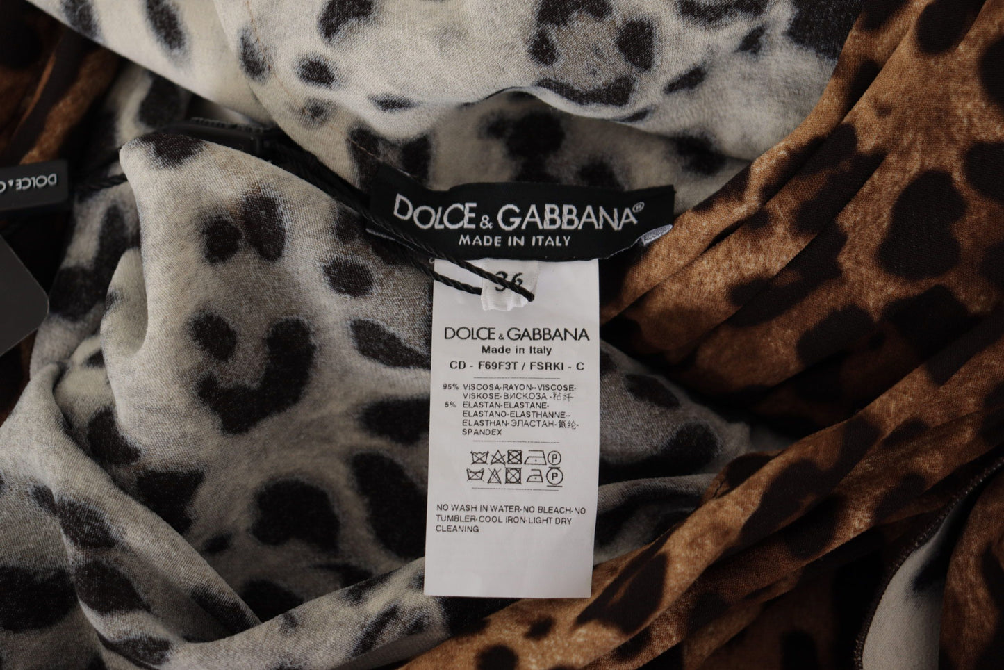 Dolce & Gabbana – Braunes A-Linien-Wickel-Maxikleid aus Viskose mit Leopardenmuster