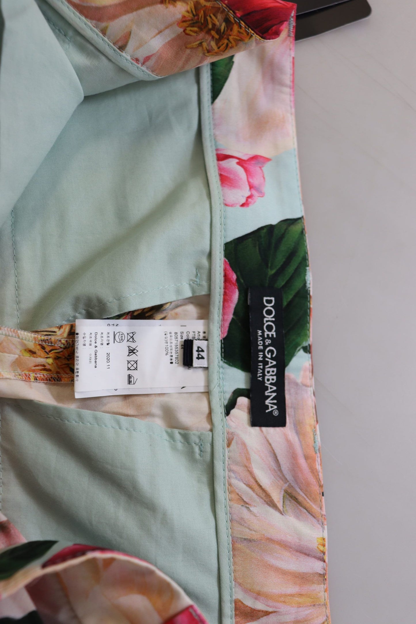 Dolce & Gabbana – Mehrfarbige, verkürzte Hose mit hohem Bund und Flora-Print