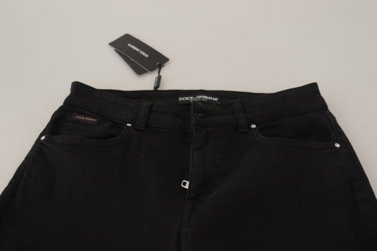 Dolce & Gabbana Schwarze Skinny-Jeans aus Baumwolldenim mit mittlerer Taille