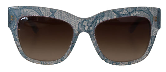Dolce & Gabbana – Rechteckige Sonnenbrille DG4231 aus blauem Acetat mit Spitze