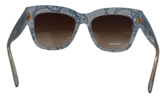 Dolce & Gabbana – Rechteckige Sonnenbrille DG4231 aus blauem Acetat mit Spitze