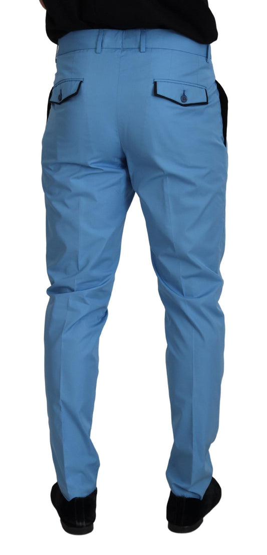 Dolce & Gabbana Blaue Baumwoll-Seidenhose Chinos