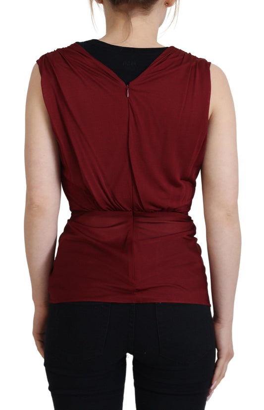 Dolce & Gabbana Bordeaux Seidenstretch-Top-Westenbluse