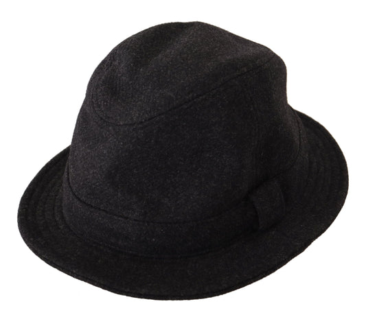 Dolce & Gabbana Grauer Fedora-Trilby-Cappello-Hut aus Schurwolle mit Logo
