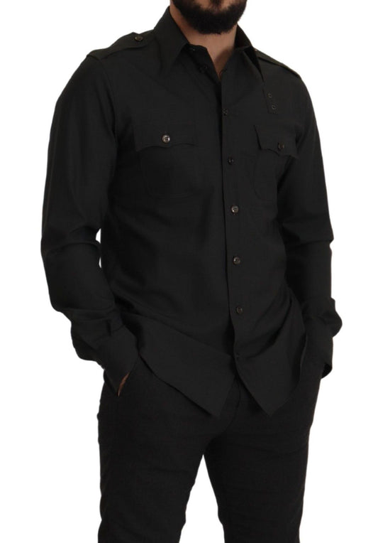 Dolce & Gabbana Dunkelgrünes Slim Fit Freizeithemd aus Baumwolle für Herren