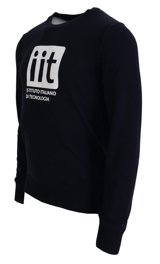 Dolce & Gabbana Blauer Kaschmirpullover mit iit-Print