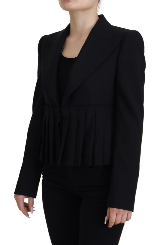 Dolce & Gabbana – Schwarze, einreihige Blazer-Wolljacke