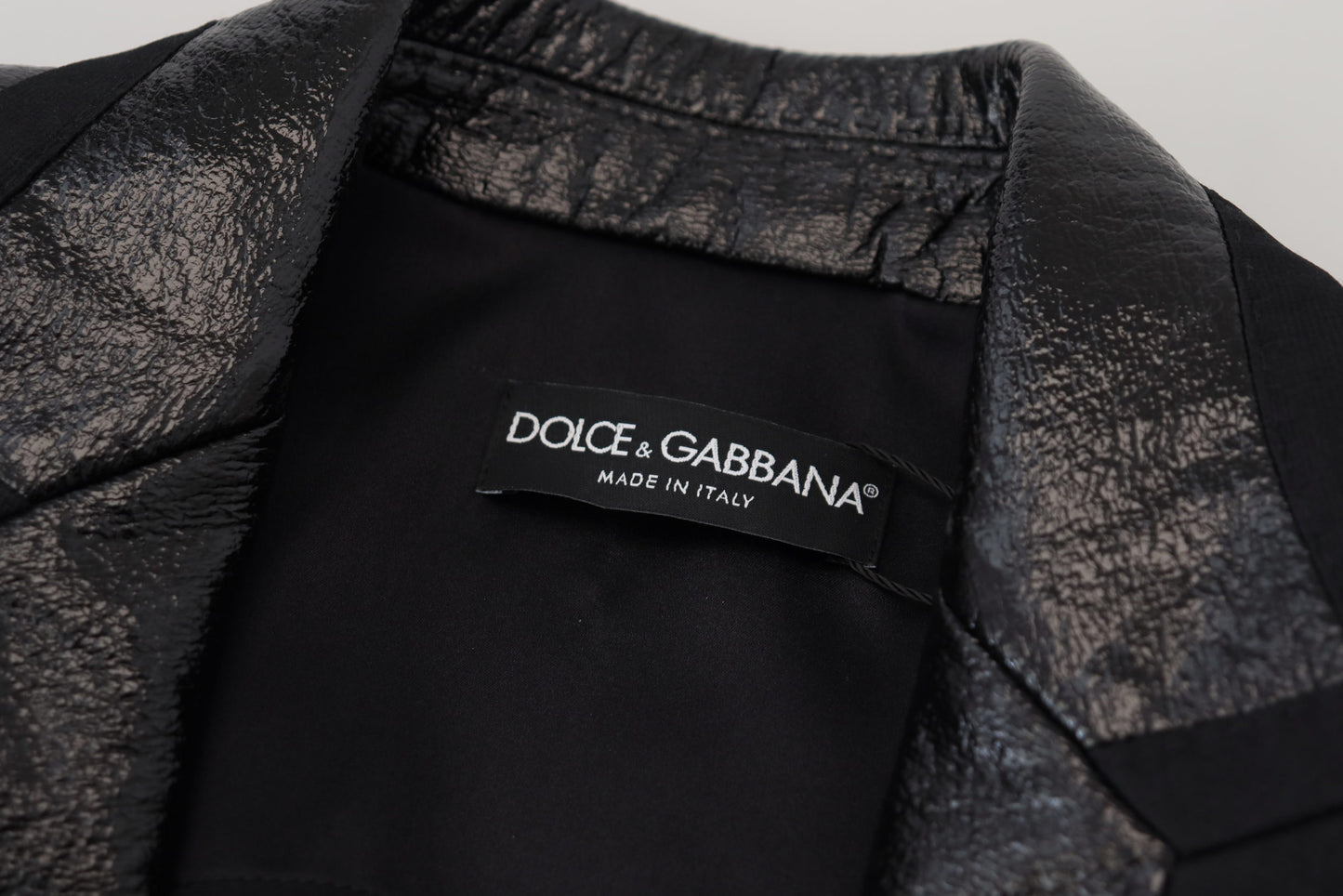 Dolce & Gabbana – Schwarze, langärmlige Crop-Blazer-Baumwolljacke
