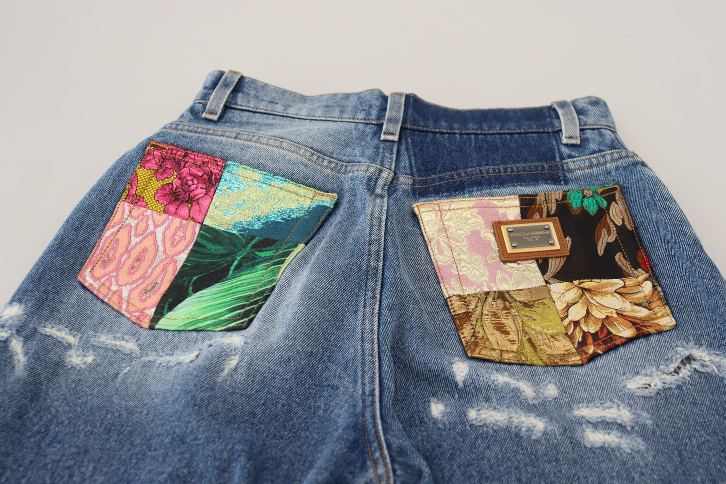 Dolce & Gabbana Blaue Jeans aus zerfetztem Baumwolldenim mit verwaschener Optik