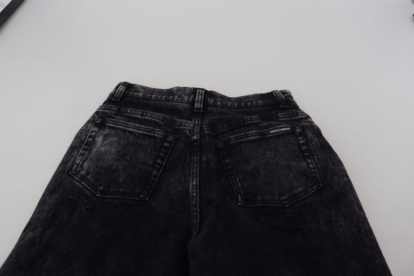 Dolce & Gabbana – Schwarze Jeans aus gewaschener Baumwolle mit hoher Taille