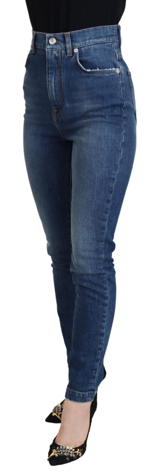 Dolce & Gabbana – Blaue Skinny-Jeans aus Baumwolle mit hoher Taille