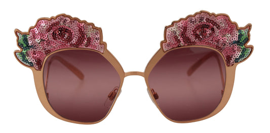 Dolce & Gabbana DG2202 Sonnenbrille mit Roségold-Paillettenstickerei