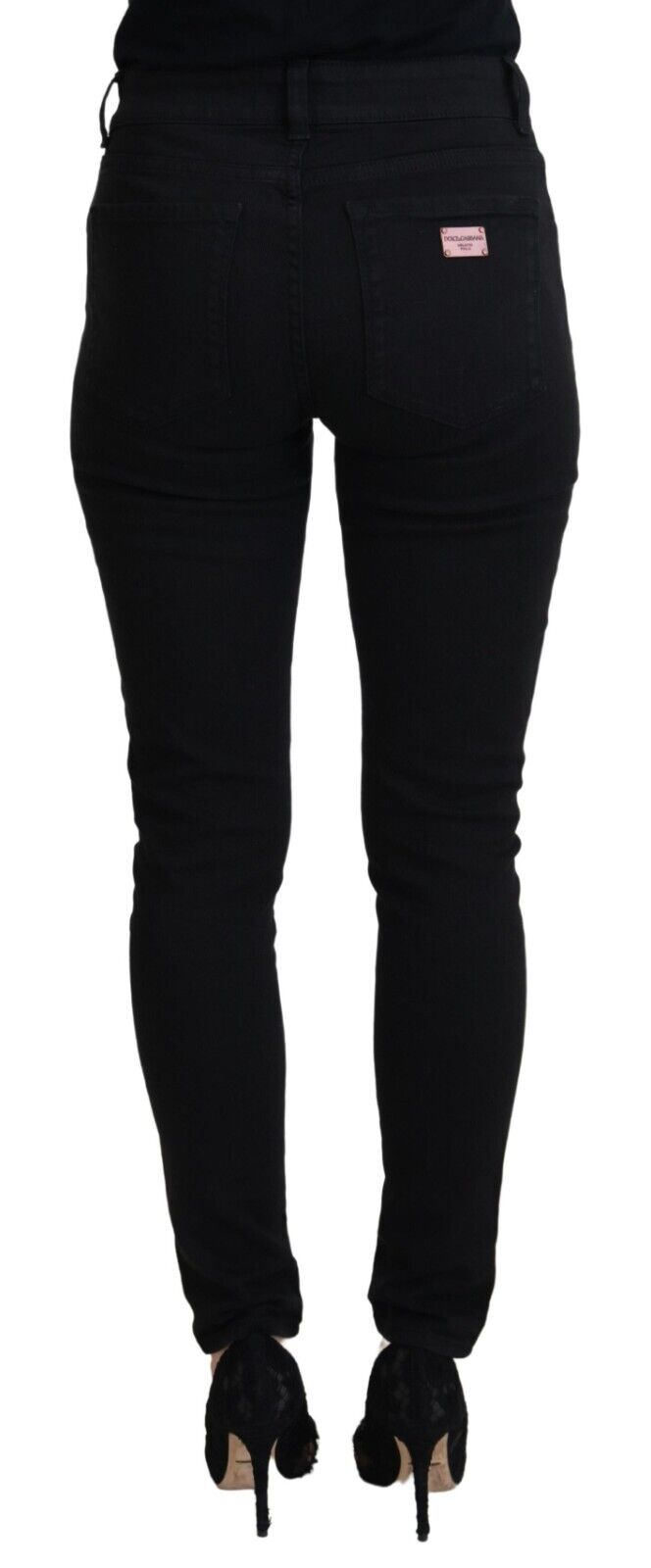 Dolce & Gabbana – Lässige Jeans aus schwarzer Baumwolle mit hoher Taille