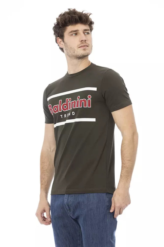 Baldinini Trend Grünes Herren-T-Shirt aus Baumwolle