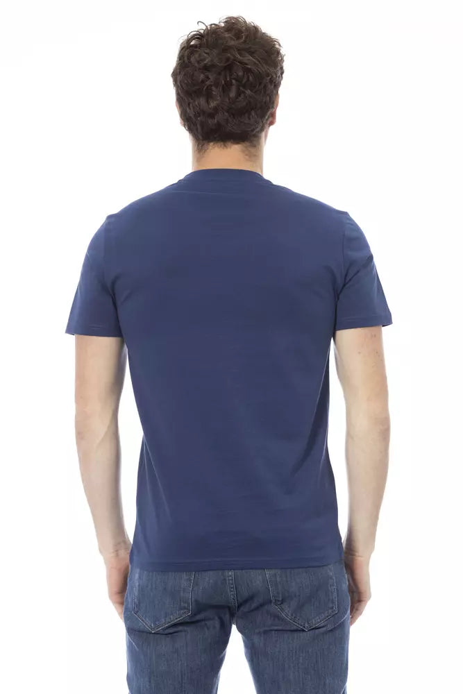 Baldinini Trend Blaues Herren-T-Shirt aus Baumwolle