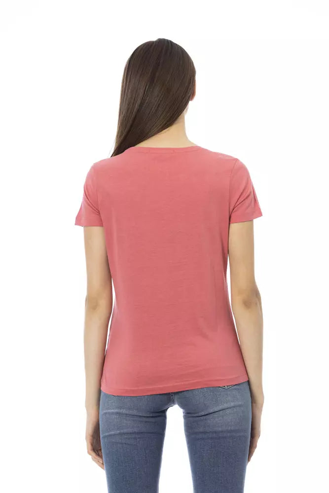 Trussardi Action Chic – Modisches T-Shirt in Fuchsia mit kurzen Ärmeln