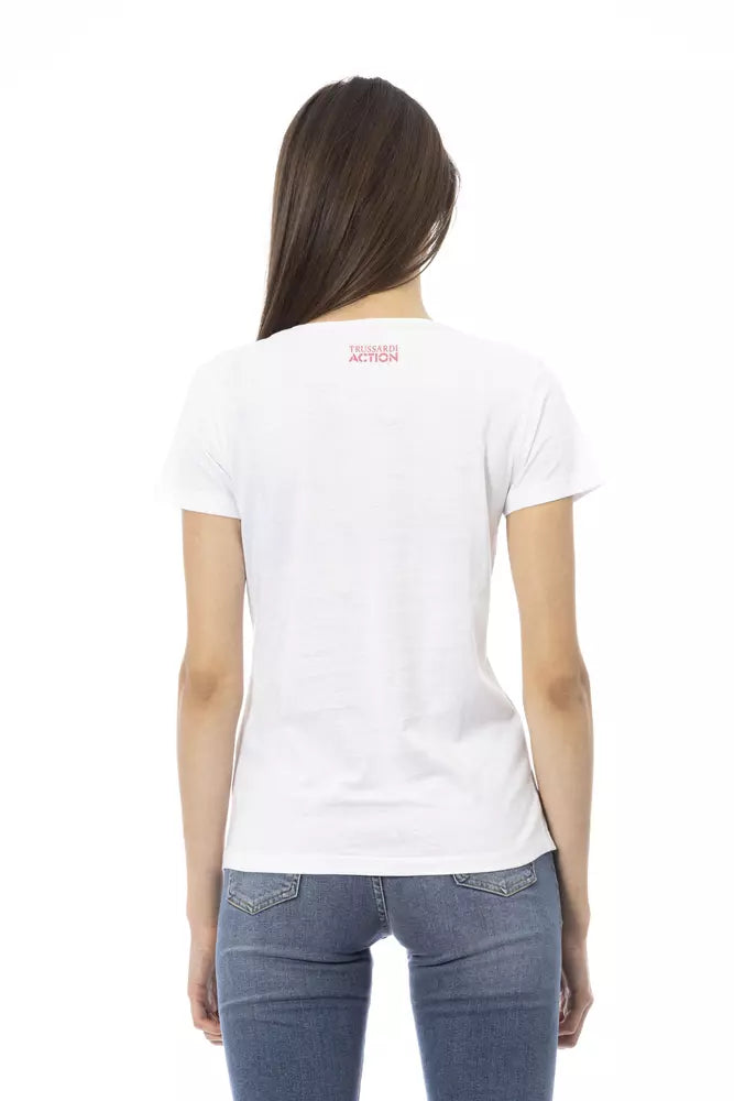 Trussardi Action Chic – Weißes T-Shirt mit grafischem Flair