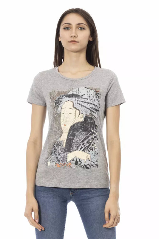 Trussardi Action Graues Baumwoll-T-Shirt für Damen