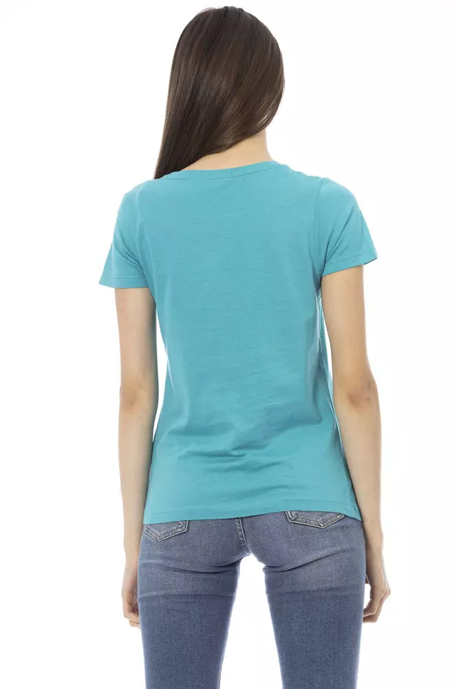 Trussardi Action Hellblaues Baumwoll-T-Shirt für Damen