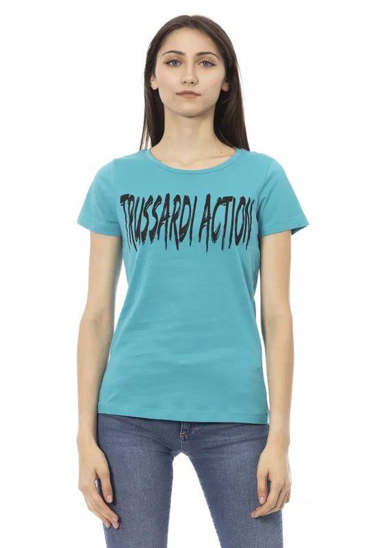Trussardi Action Hellblaues Baumwoll-T-Shirt für Damen