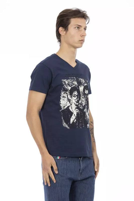 Trussardi Action Blaues Herren-T-Shirt aus Baumwolle