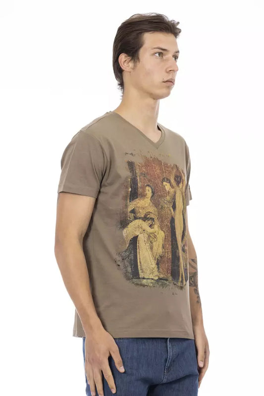 Trussardi Action Braunes Herren-T-Shirt aus Baumwolle