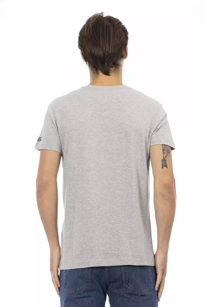 Trussardi Action Graues Herren-T-Shirt aus Baumwolle