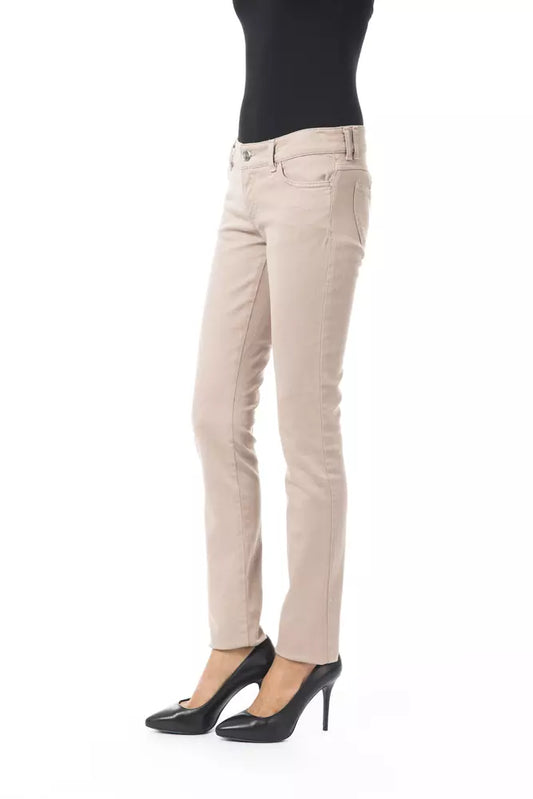 BYBLOS Beige Damen Slim Hose aus Baumwolle