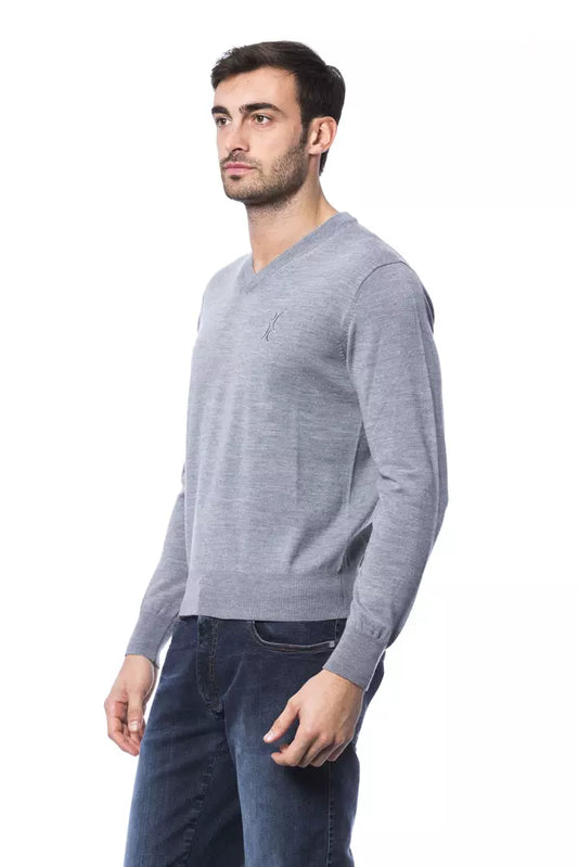 Billionaire Italian Couture Grauer Herrenpullover aus Merinowolle