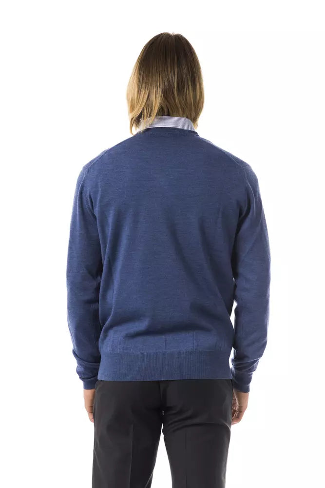Herrenpullover aus blauer Merinowolle von Uominitaliani