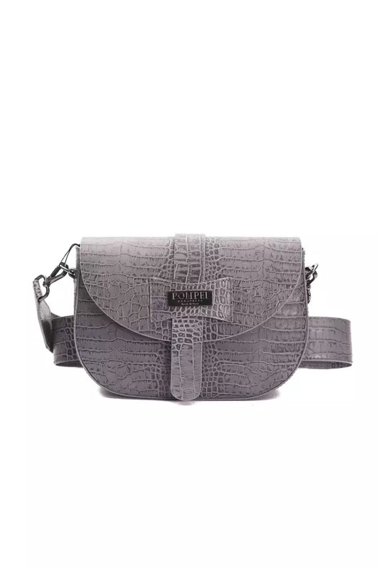 Pompei Donatella Graue Leder-Umhängetasche für Damen