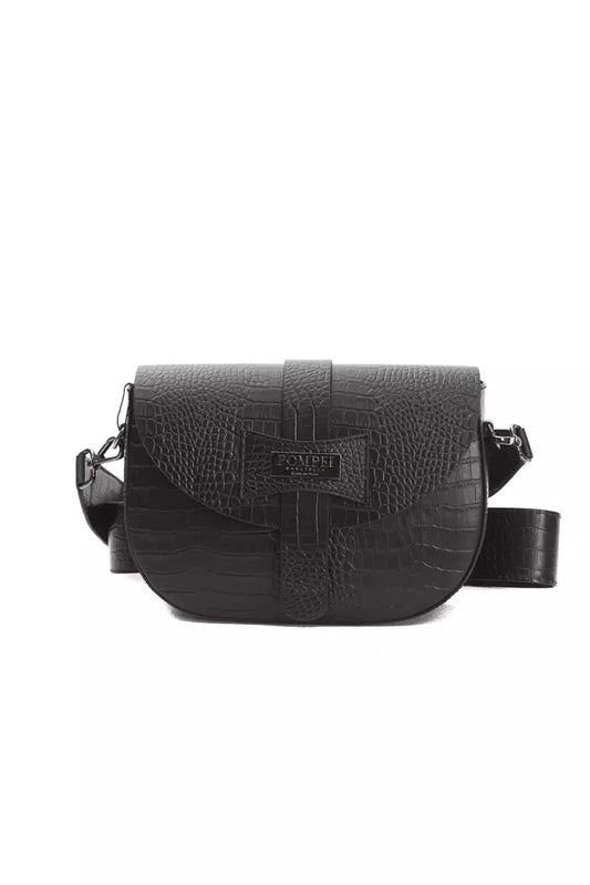 Pompei Donatella – Umhängetasche aus schwarzem Leder für Damen
