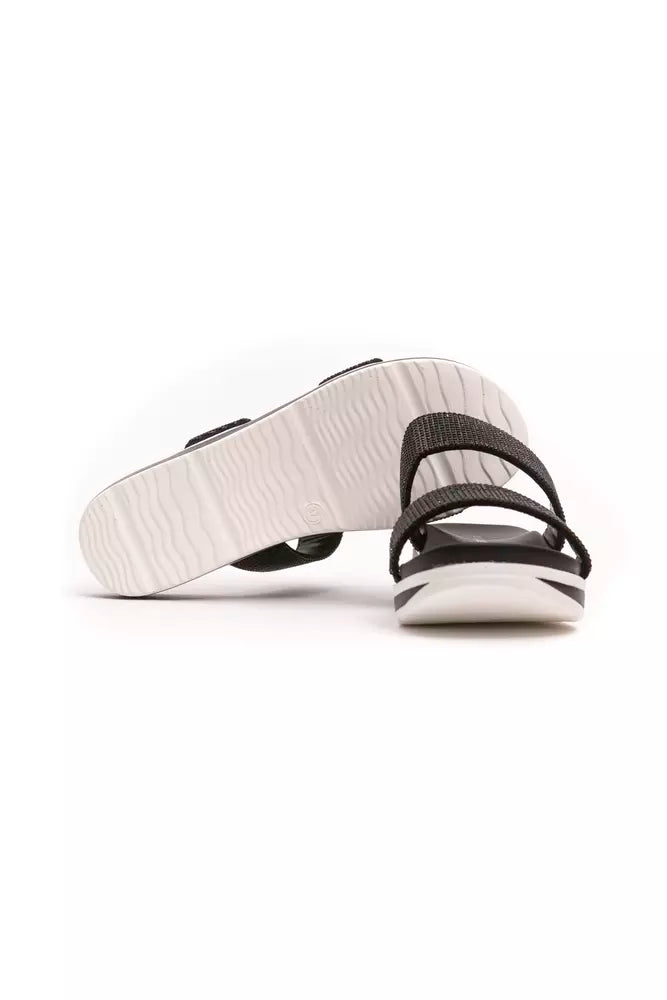 Péché Originel Damen-Sandale aus schwarzem Textil