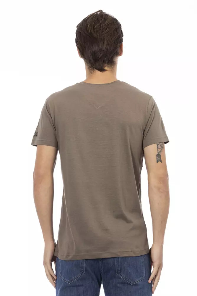 Trussardi Action Braunes Herren-T-Shirt aus Baumwolle