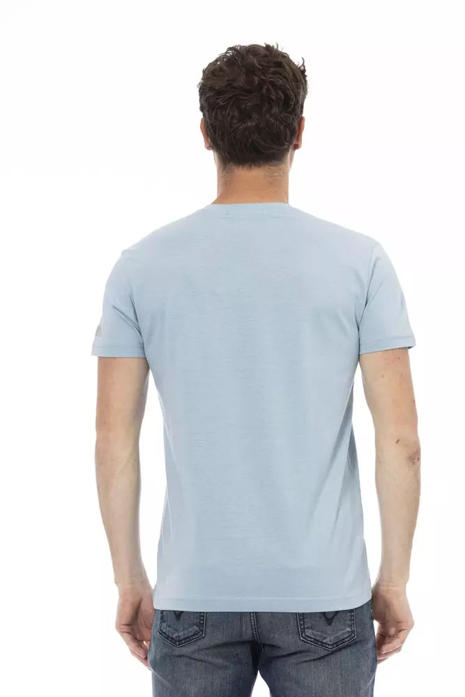 Trussardi Action Hellblaues Herren-T-Shirt aus Baumwolle
