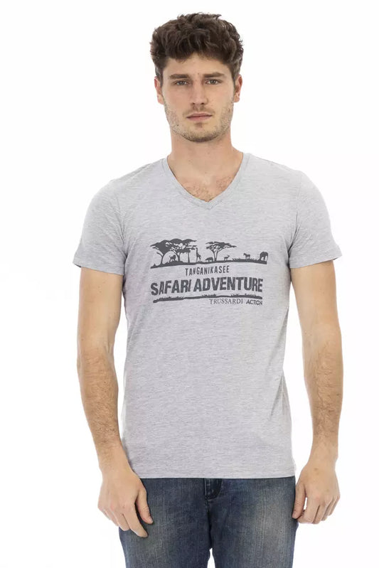 Trussardi Action Graues Baumwoll-T-Shirt für Herren