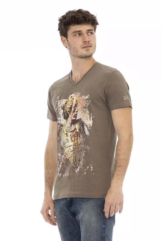 Trussardi Action Braunes Herren-T-Shirt aus Baumwolle