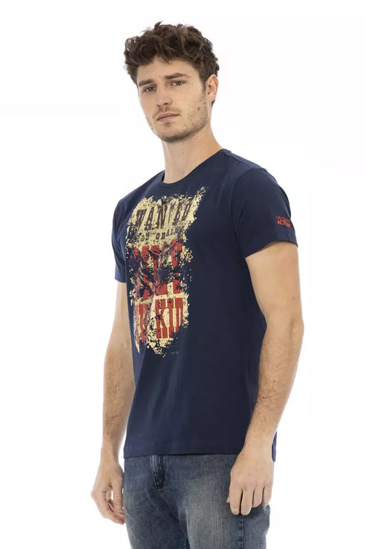 Trussardi Action Blaues Herren-T-Shirt aus Baumwolle