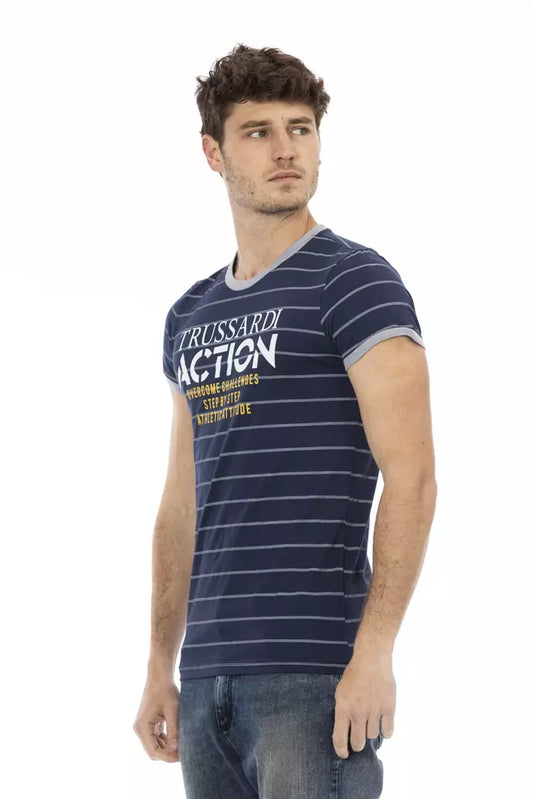 Trussardi Action Blaues Herren-T-Shirt aus Baumwolle