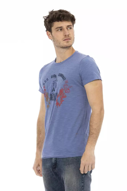 Trussardi Action Blaues Herren-T-Shirt aus Baumwolle