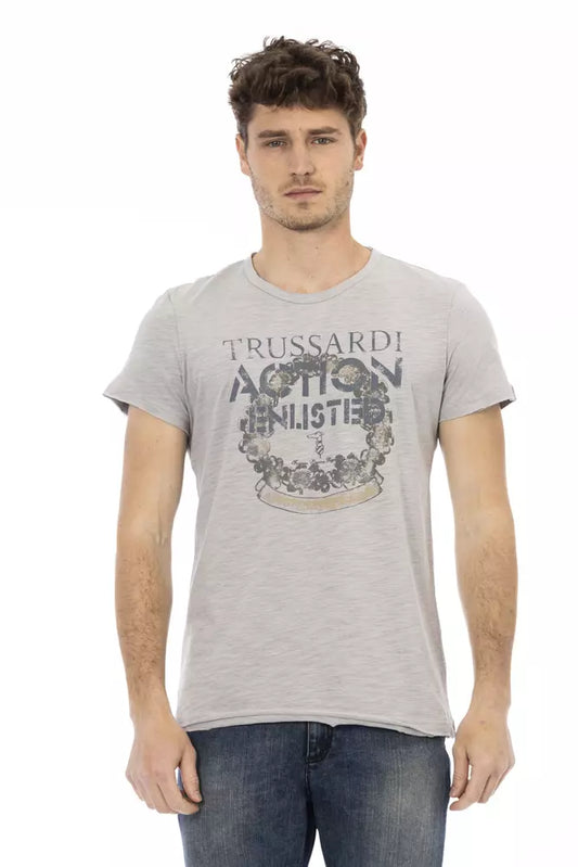 Trussardi Action Graues Baumwoll-T-Shirt für Herren