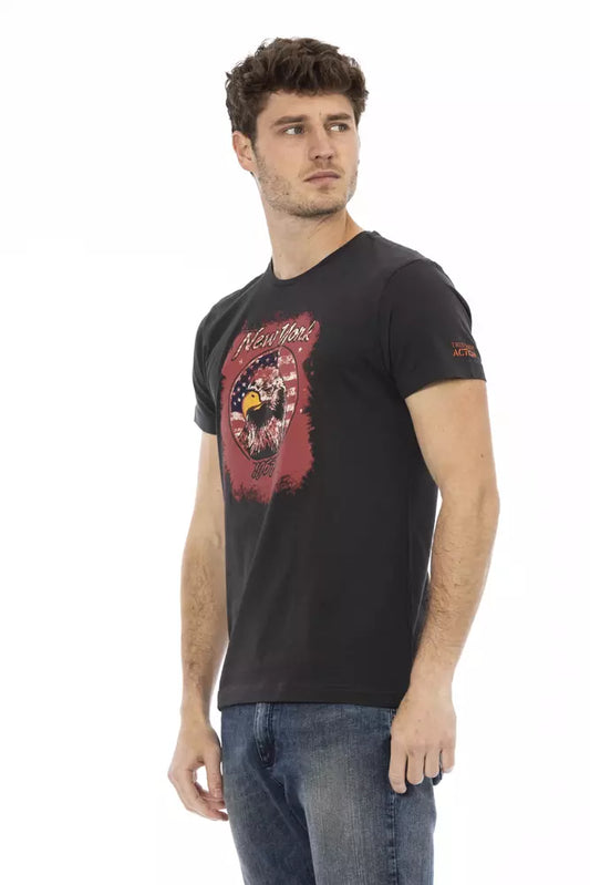 Trussardi Action Schwarzes Baumwoll-T-Shirt für Herren
