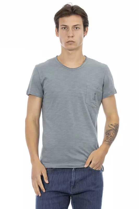 Trussardi Action Graues Baumwoll-T-Shirt für Herren