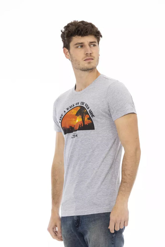 Trussardi Action Graues Baumwoll-T-Shirt für Herren