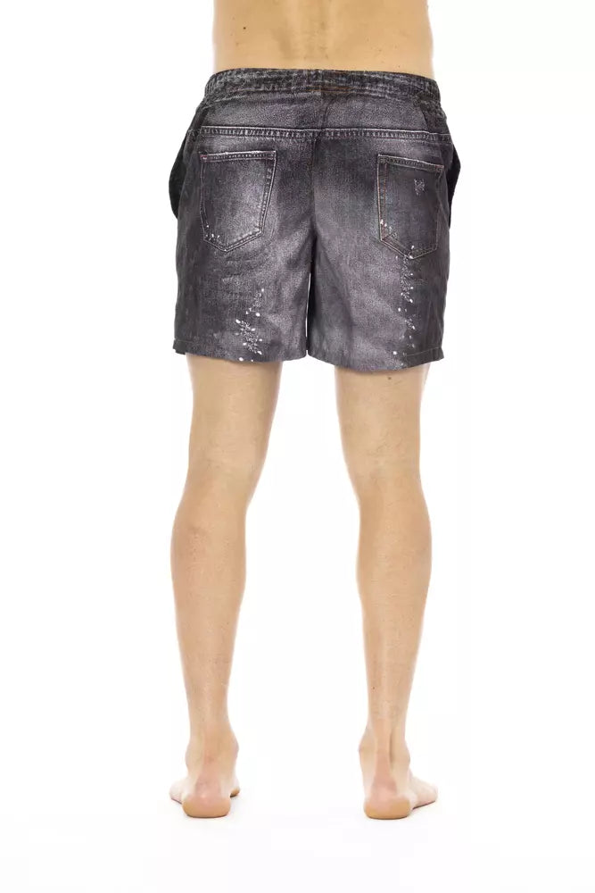 Just Cavalli Schwarze Badeshorts für Herren aus Polyester
